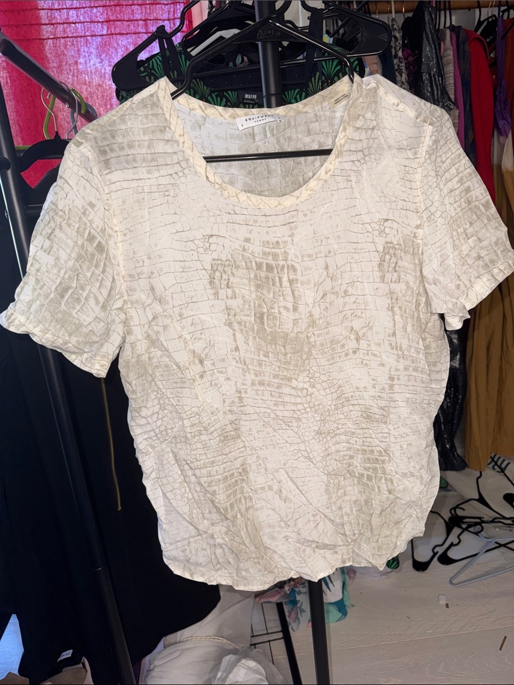 Equipment Silk Croc Print Short Sleeve Tee